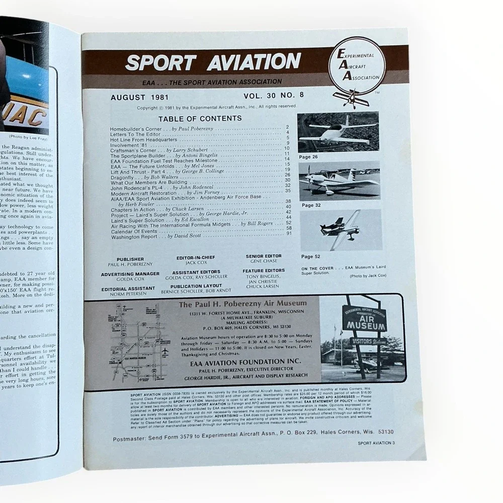 Sport Aviation August 1981 EAA Laird Super Solution Dragonfly Oshkosh Aircraft